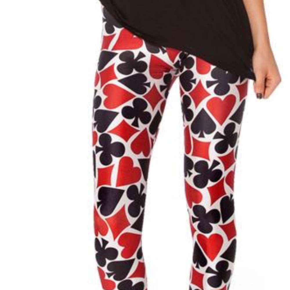 Medium Deck of Cards Harley Quinn Black and Red Leggings